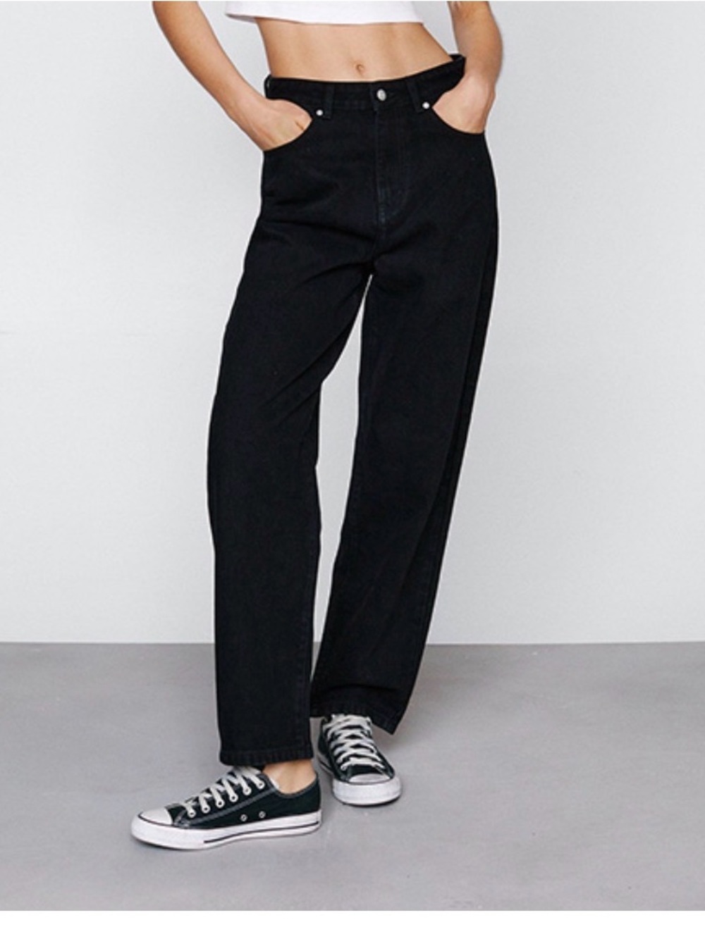 Nasty Gal Black High Waist Debbie Mom Jeans Washed Black Size 10, Denim, Fall